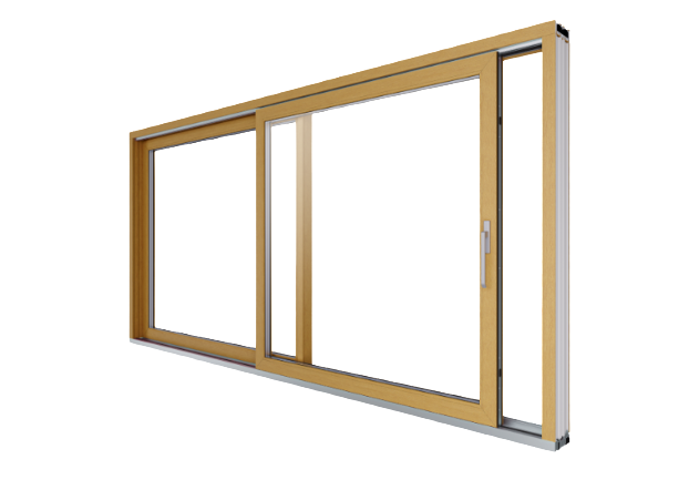 Drzwi tarasowe podnoszono-przesuwne Witraż HS 76 - przekrój systemu z osłonami aluminiowymi