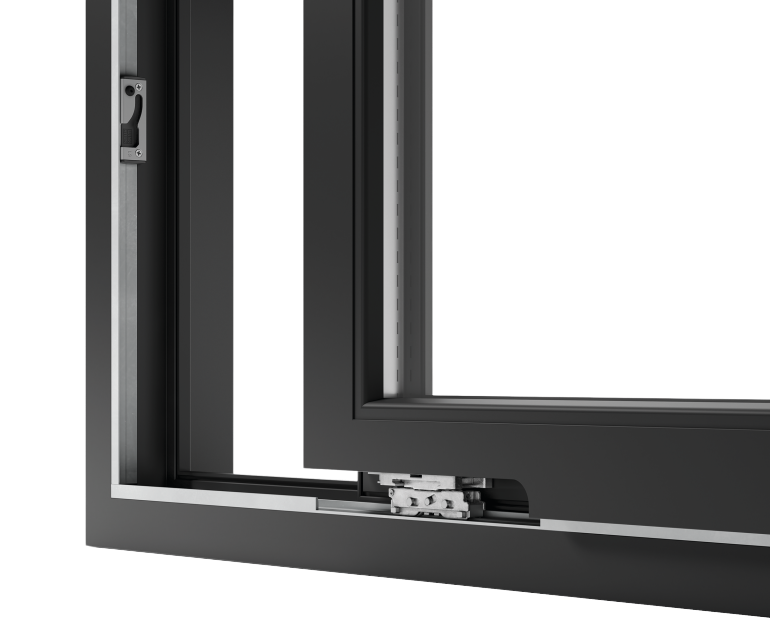 Drzwi tarasowe przesuwne VEKAMOVE 76 - przekrój profilu klasy A z pakietem trzyszybowym