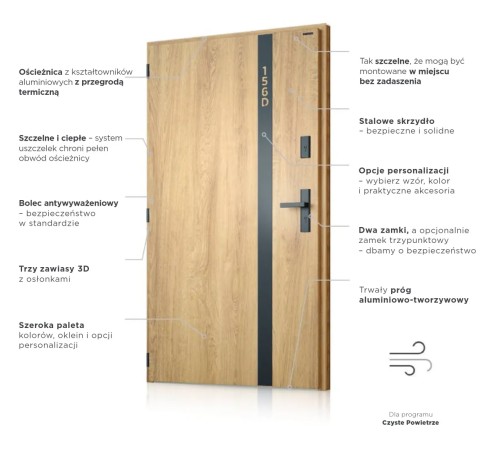 Przekrój skrzydła drzwi stalowych Wiśniowski NOBE